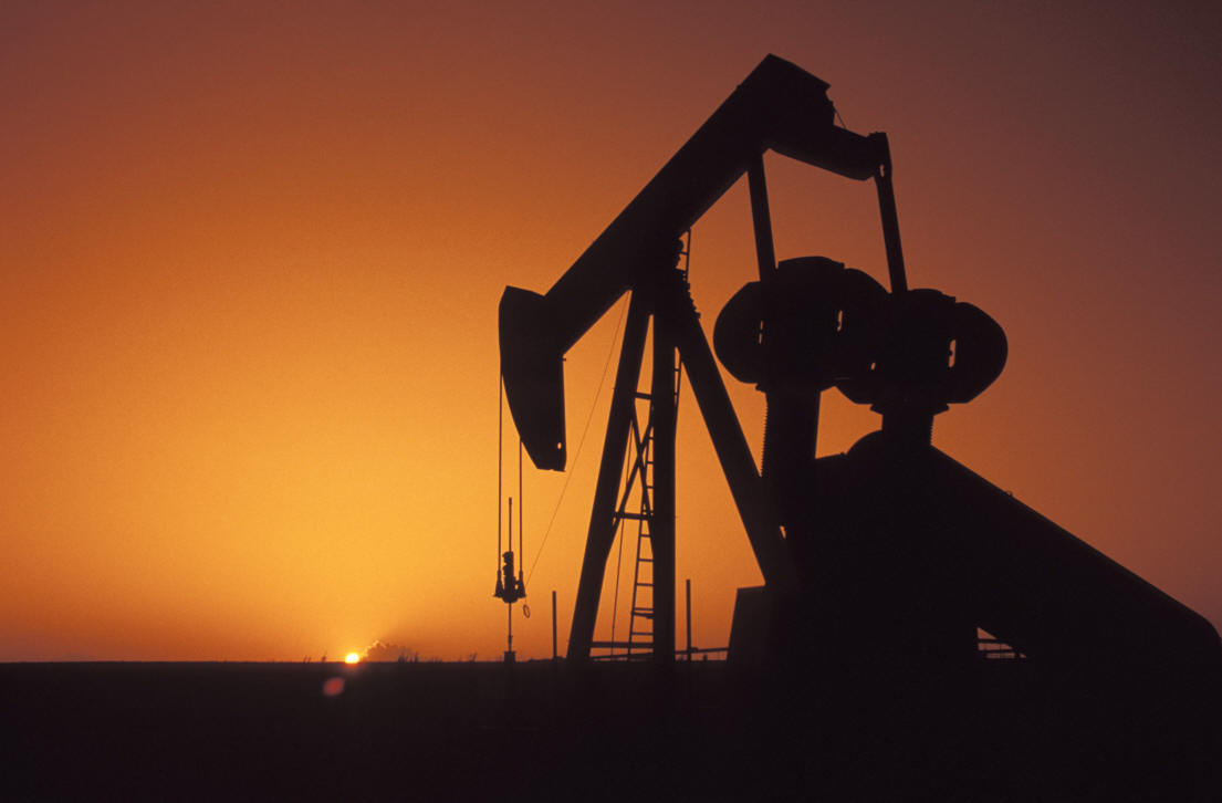 oil pump at sunset